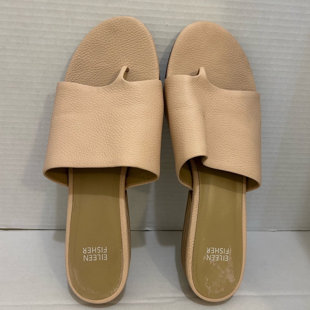 Eileen Fisher Women's Cream Slide Sandals thong woman’s size 11 leather - Picture 9 of 9